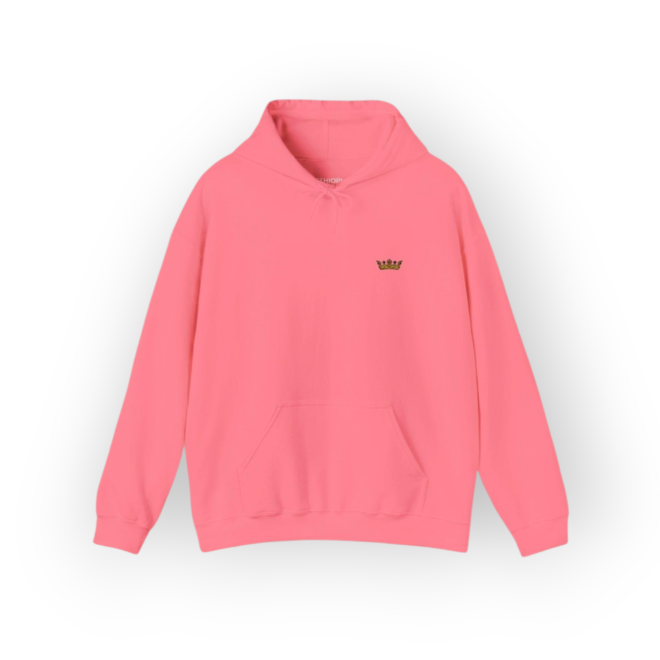 Crown of David Peach Hoodie | Gold Embroidery