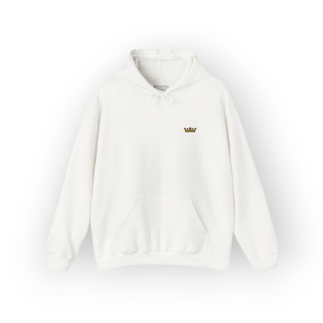 Crown of David White Hoodie | Gold Embroidery